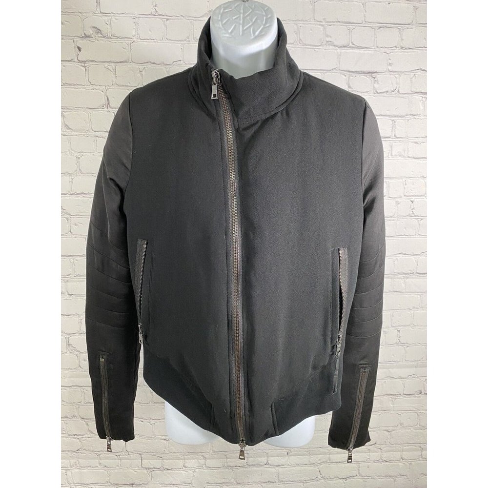 Hudson Black Full Zip Long Zipper Sleeve Zip Pockets Dual Fabric Jacket Medium